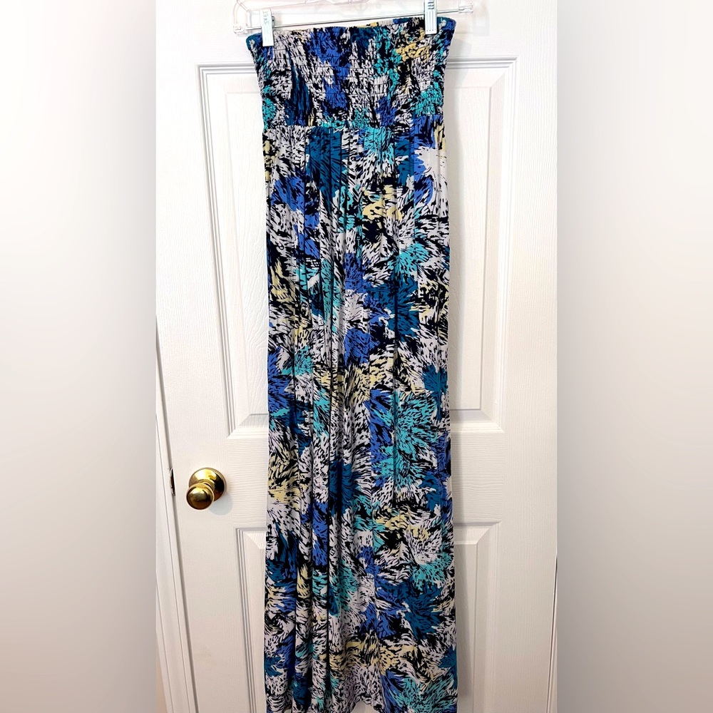 Floral strapless maxi dress cotton